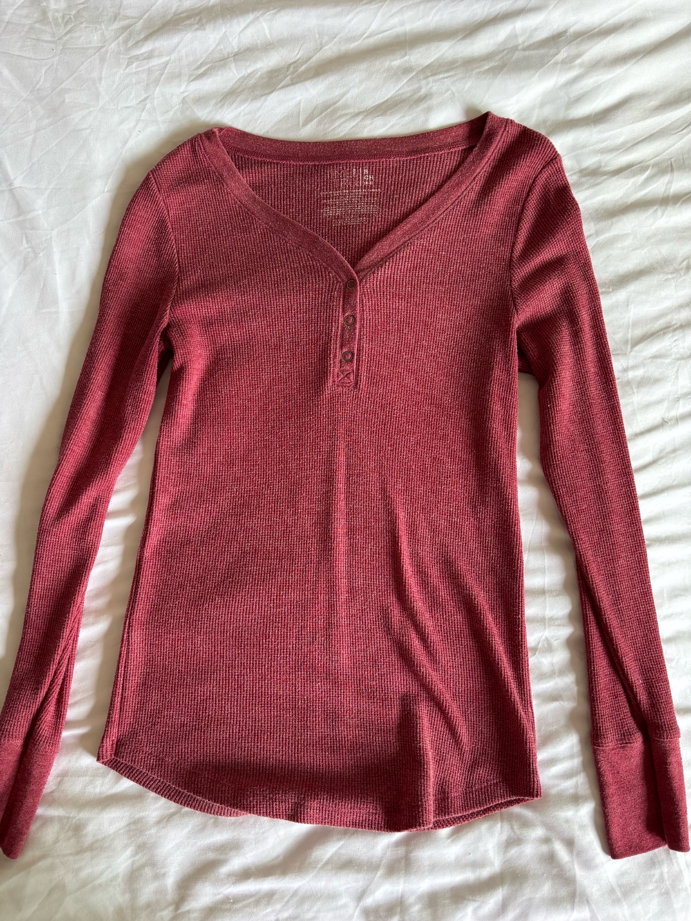 Women's Long-Sleeve Henley Top - Dusty Rose